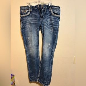 Men’s Rock Revival Tan relaxed taper jeans